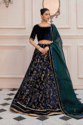 LF-VT-114-C-Navy Blue | MariaB M.Luxe Fabrics | Unstitched Embroidered Fabric