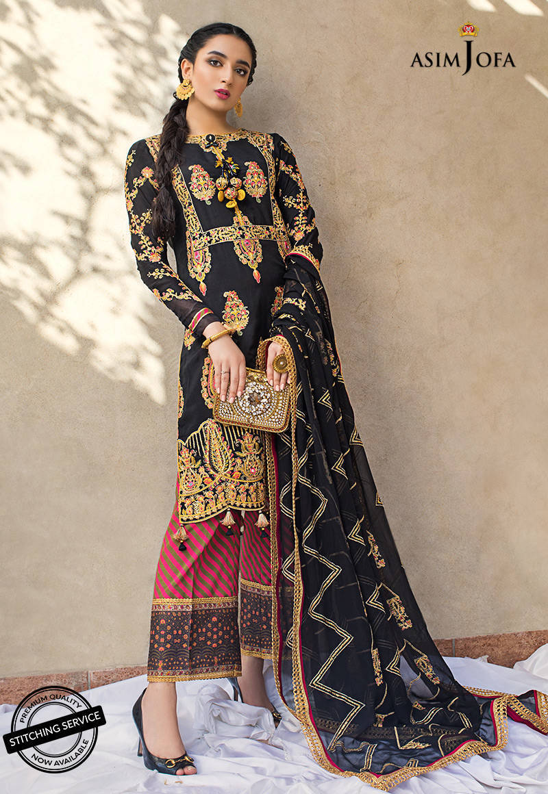 AJLE-15 |  Asim Jofa Chiffon Collection 2021 Limited Edition Vol 2 | Unstitched Embroidered Chiffon Suits