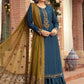 Unstitched Sateen CST-407-Teal | MariaB Sateen Cotton Collection 2021 | Unstitched Embroidered Cotton Satin Suits