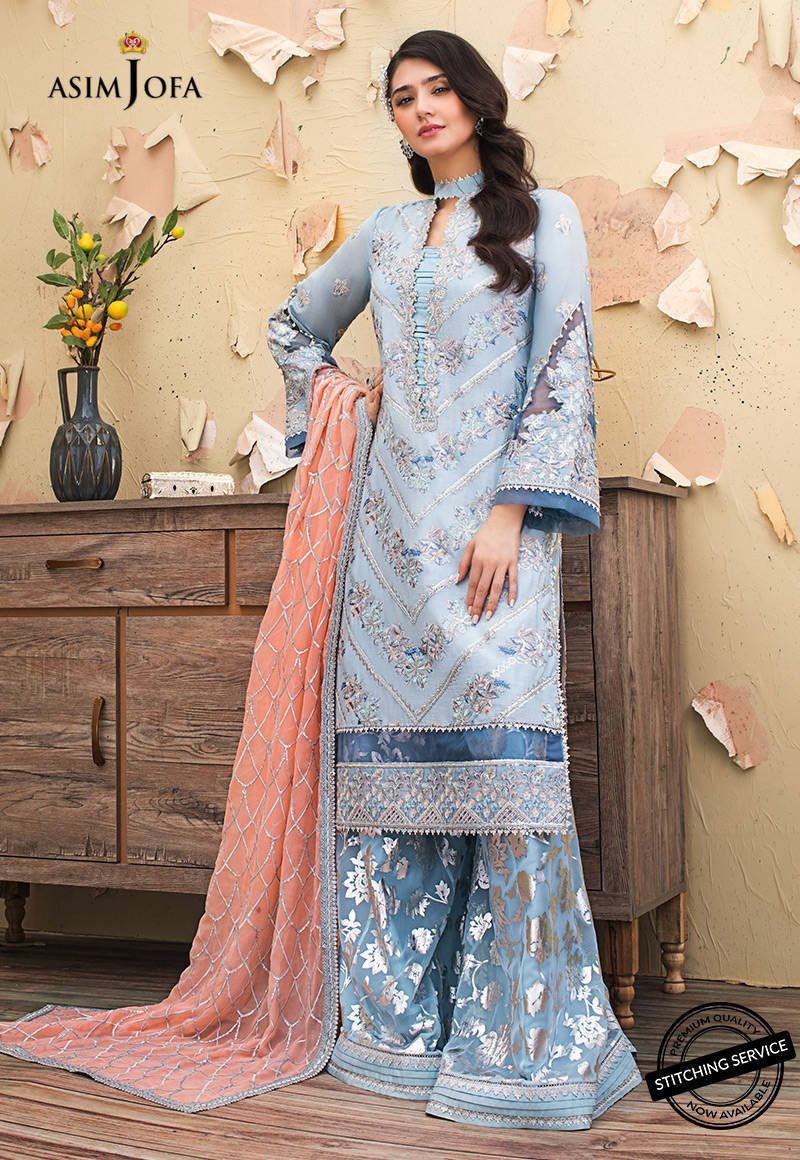 AJLE-02 | Asim Jofa Chiffon Collection 2021 Limited Edition | Unstitched Embroidered Chiffon Suits