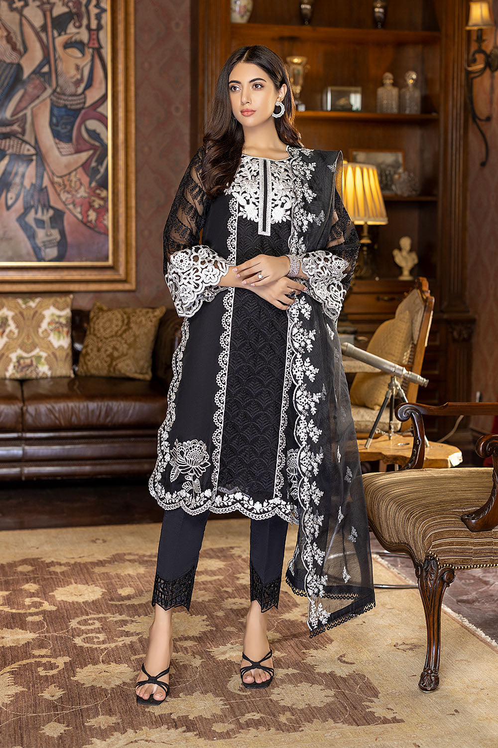 Mystique Noir | Azure Luxe Embroidered 3pcs Collections 2023