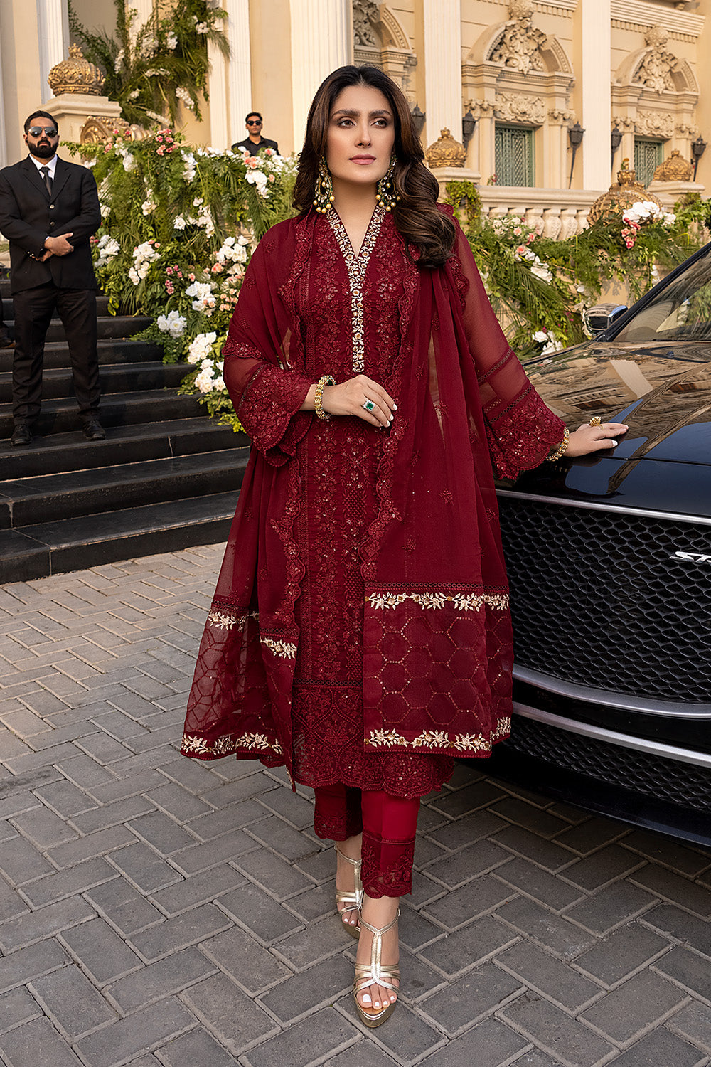 Vibrant Ruby | Azure Luxe Embroidered 3pcs Collections 2023