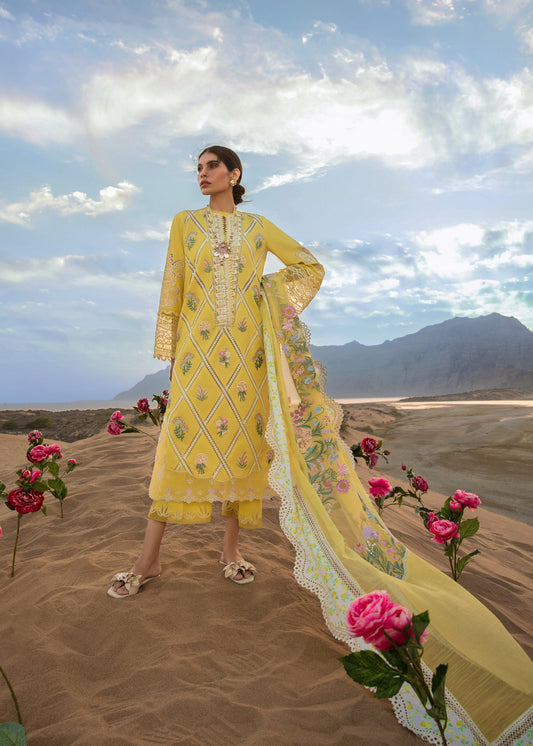French Summer Sunny Yellow | Crimson Luxury Lawn Collection 2023 | Unstitched Embroidered Lawn Suits
