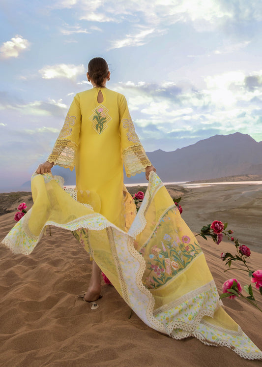 French Summer Sunny Yellow | Crimson Luxury Lawn Collection 2023 | Unstitched Embroidered Lawn Suits
